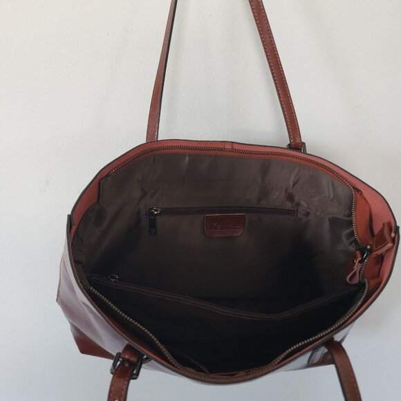 Kattee Leather Hobo Brown Bag Zip Close Leather - Picture 4 of 7